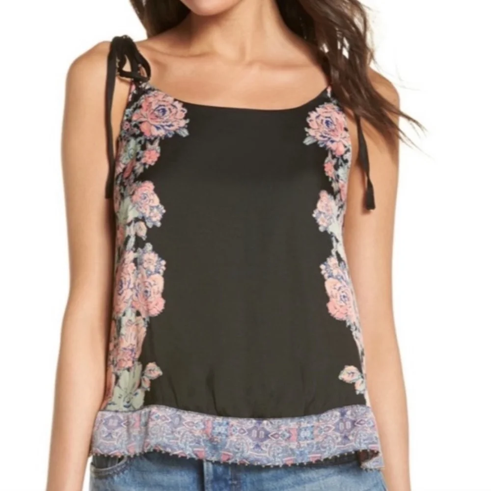 Free People Intimately Move Lightly black floral cami